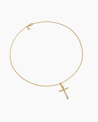 Crossover Cross Necklace in 18K Yellow Gold with Diamonds, 35.6mm