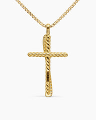 Crossover Cross Necklace in 18K Yellow Gold with Diamonds, 35.6mm