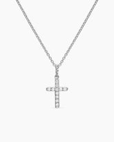 Cable Collectibles® Cross Necklace in 18K White Gold with Diamonds, 17mm