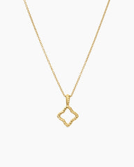 Cable Collectibles® Quatrefoil Necklace in 18K Yellow Gold with Diamonds, 17.5mm