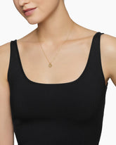 Initial Charm Necklace in 18K Yellow Gold with Diamond A