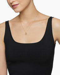 Initial Charm Necklace in 18K Yellow Gold with Diamond A