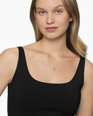 Initial Charm Necklace in 18K Yellow Gold with Diamond C