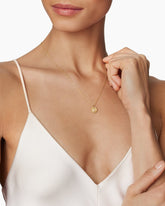 Initial Charm Necklace in 18K Yellow Gold with Diamond F