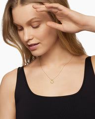 Initial Charm Necklace in 18K Yellow Gold with Diamond I