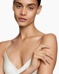 Initial Charm Necklace in 18K Yellow Gold with Diamond J