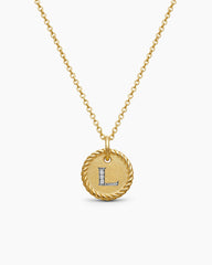 Initial Charm Necklace in 18K Yellow Gold with Diamond L
