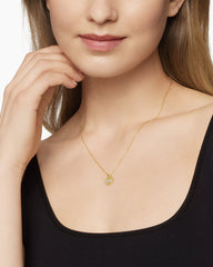 Initial Charm Necklace in 18K Yellow Gold with Diamond M