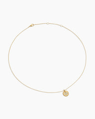 Initial Charm Necklace in 18K Yellow Gold with Diamond O
