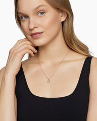 Initial Charm Necklace in 18K Yellow Gold with Diamond Q