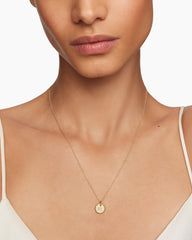 Initial Charm Necklace in 18K Yellow Gold with Diamond R