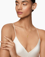 Initial Charm Necklace in 18K Yellow Gold with Diamond T