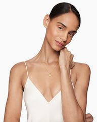 Initial Charm Necklace in 18K Yellow Gold with Diamond V