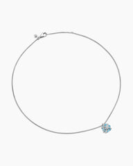Cable Wrap Necklace in Sterling Silver with Blue Topaz and Diamonds, 12.5mm