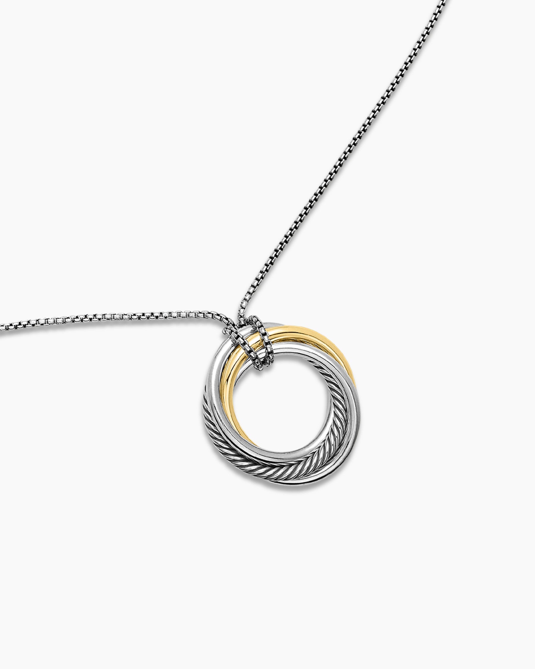 Crossover Pendant Necklace in Sterling Silver with 14K Yellow Gold, 37mm