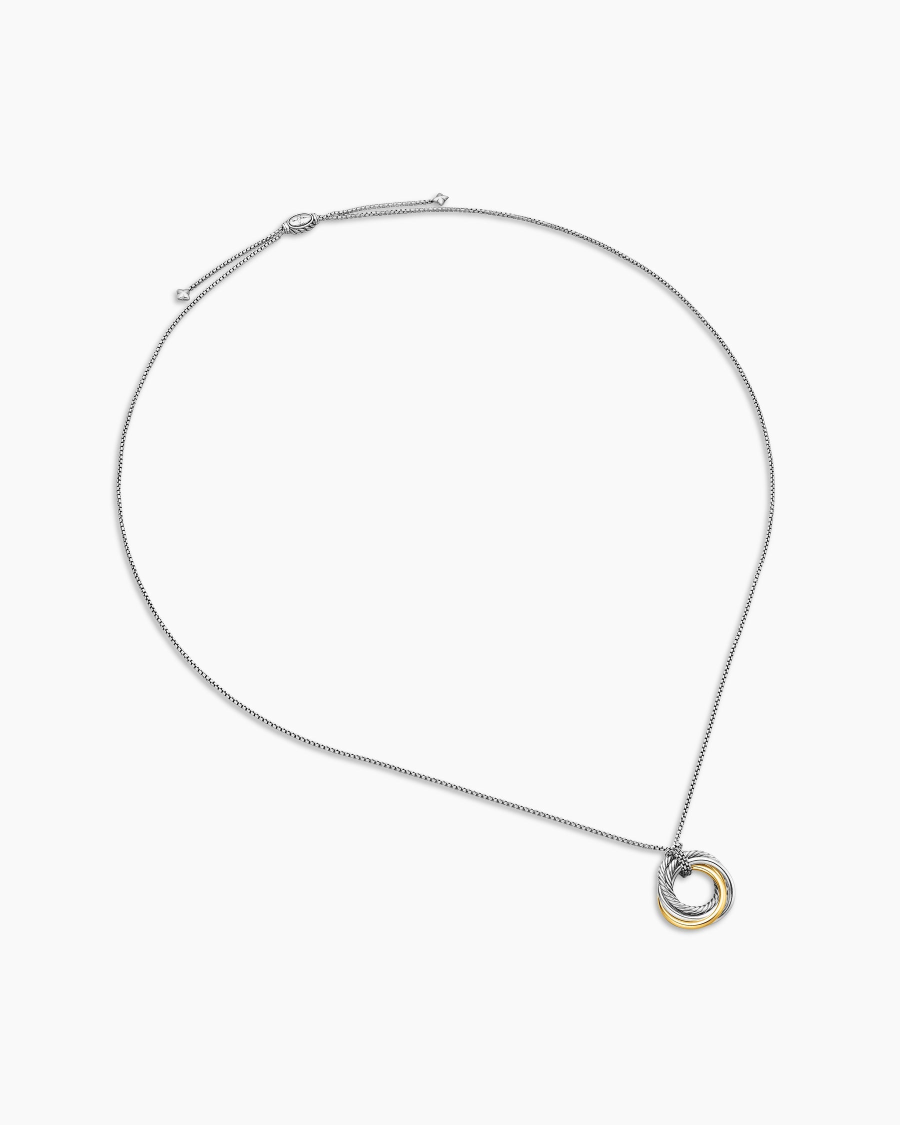 Crossover Pendant Necklace in Sterling Silver with 14K Yellow Gold, 28mm