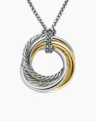 Crossover Pendant Necklace in Sterling Silver with 14K Yellow Gold, 28mm