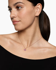 Cable Collectibles® Pavé Plate Necklace in 18K Rose Gold with Pink Sapphires, 11mm