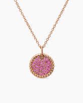 Cable Collectibles® Pavé Plate Necklace in 18K Rose Gold with Pink Sapphires, 11mm