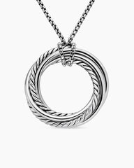 Crossover Pendant Necklace in Sterling Silver with Diamonds, 26mm