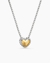 Cable Collectibles® Cookie Classic Heart Necklace in Sterling Silver with 18K Yellow Gold, 8.5mm