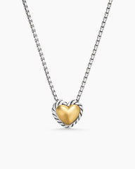 Cable Collectibles® Cookie Classic Heart Necklace in Sterling Silver with 18K Yellow Gold, 8.5mm