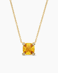 Petite Chatelaine® Pendant Necklace in 18K Yellow Gold with Citrine and Diamonds, 7mm