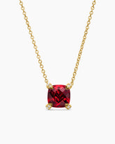 Petite Chatelaine® Pendant Necklace in 18K Yellow Gold with Garnet and Diamonds, 7mm