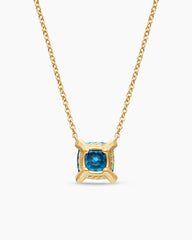 Petite Chatelaine® Pendant Necklace in 18K Yellow Gold with Hampton Blue Topaz and Diamonds, 7mm