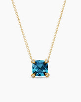 Petite Chatelaine® Pendant Necklace in 18K Yellow Gold with Hampton Blue Topaz and Diamonds, 7mm