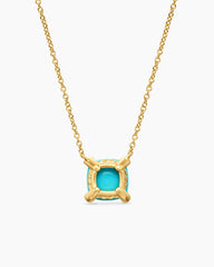 Petite Chatelaine® Pendant Necklace in 18K Yellow Gold with Turquoise and Diamonds, 7mm