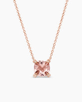 Petite Chatelaine® Pendant Necklace in 18K Rose Gold with Morganite and Diamonds, 7mm