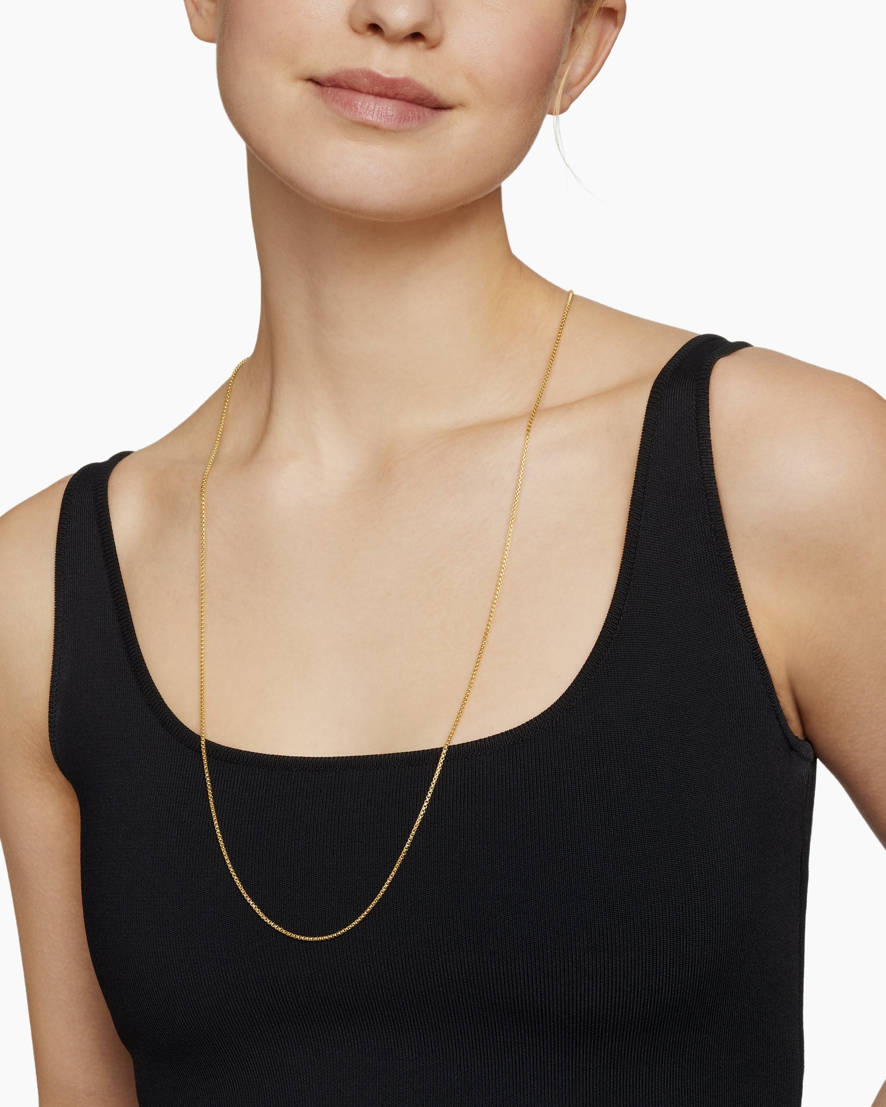 Box Chain Slider Necklace in 18K Yellow Gold, 1.7mm