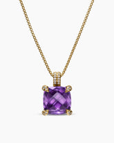 Chatelaine® Pendant Necklace in 18K Yellow Gold with Amethyst and Diamonds, 11mm