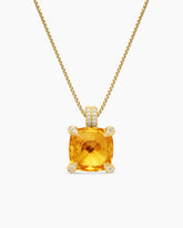 Chatelaine® Pendant Necklace in 18K Yellow Gold with Citrine and Diamonds, 11mm