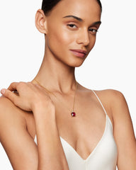 Chatelaine® Pendant Necklace in 18K Yellow Gold with Garnet and Diamonds, 11mm