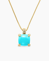 Chatelaine® Pendant Necklace in 18K Yellow Gold with Turquoise and Diamonds, 11mm
