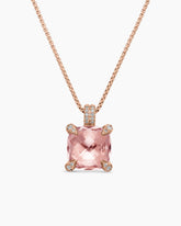Chatelaine® Pendant Necklace in 18K Rose Gold with Morganite and Diamonds, 11mm