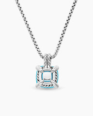 Chatelaine® Pendant Necklace in Sterling Silver with Blue Topaz and Diamonds, 11mm