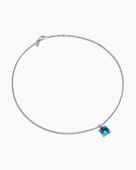 Chatelaine® Pendant Necklace in Sterling Silver with Hampton Blue Topaz and Diamonds, 11mm
