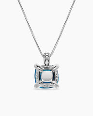Chatelaine® Pendant Necklace in Sterling Silver with Hampton Blue Topaz and Diamonds, 11mm