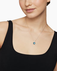 Chatelaine® Pendant Necklace in Sterling Silver with Hampton Blue Topaz and Diamonds, 11mm