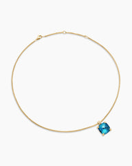 Chatelaine® Pendant Necklace in 18K Yellow Gold with Hampton Blue Topaz and Diamonds, 14mm