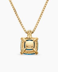 Chatelaine® Pendant Necklace in 18K Yellow Gold with Hampton Blue Topaz and Diamonds, 14mm