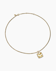 Chatelaine® Pavé Bezel Pendant Necklace in 18K Yellow Gold with Champagne Citrine and Diamonds, 14mm