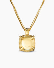 Chatelaine® Pavé Bezel Pendant Necklace in 18K Yellow Gold with Champagne Citrine and Diamonds, 14mm