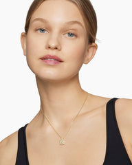 Chatelaine® Pavé Bezel Pendant Necklace in 18K Yellow Gold with Champagne Citrine and Diamonds, 9mm