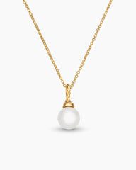 Solari Pendant Necklace in 18K Yellow Gold with Pearl and Diamonds, 8mm