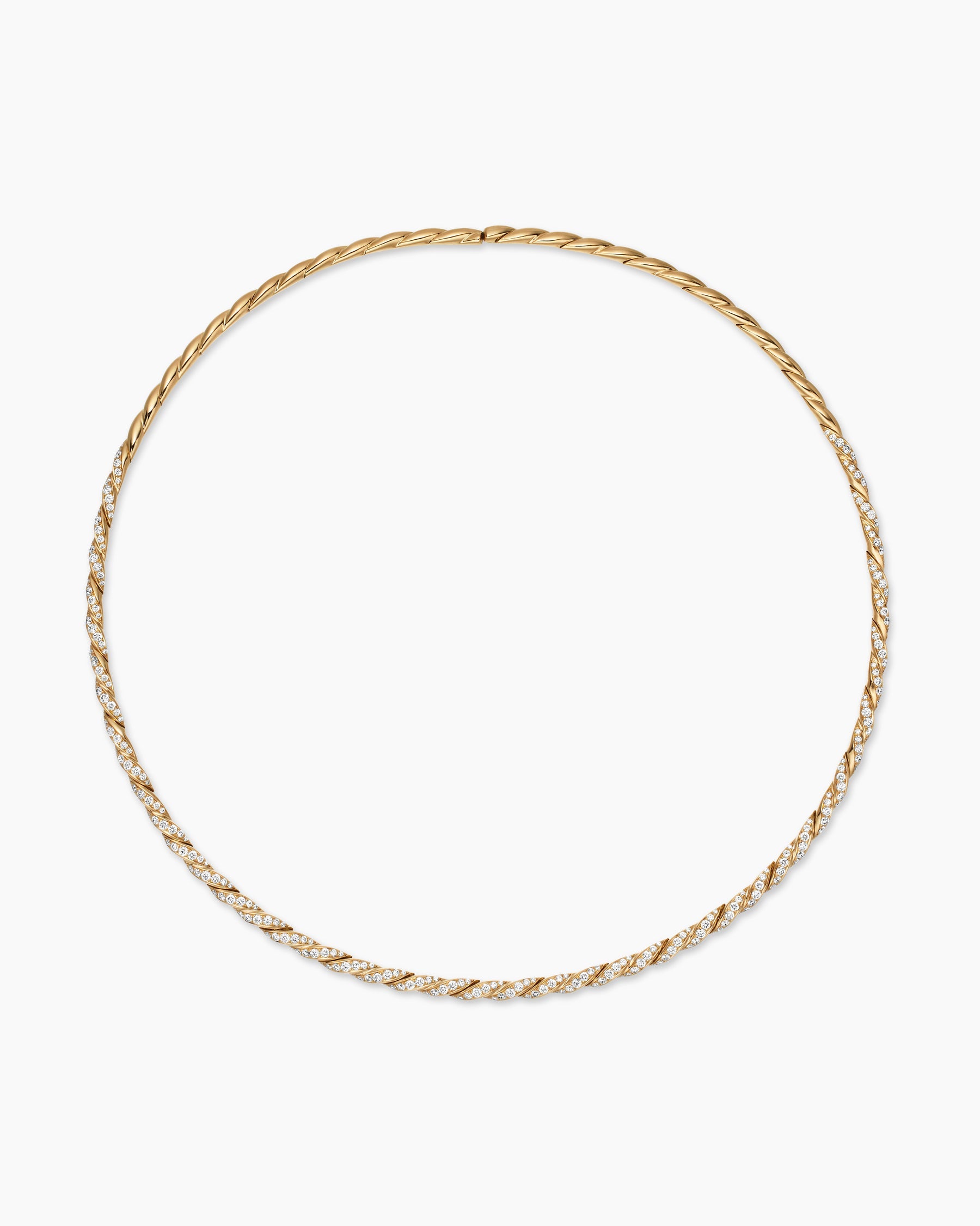 Sculpted Cable Flex Necklace in 18K Yellow Gold with Diamonds, 3.7mm