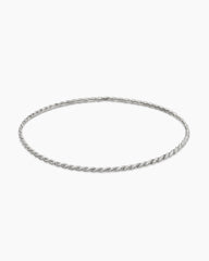 Sculpted Cable Flex Necklace in 18K White Gold with Diamonds, 3.7mm